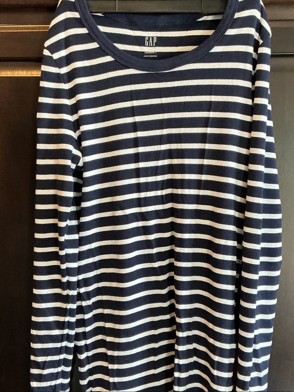 GAP Navy & White Striped Long Sleeve Top
